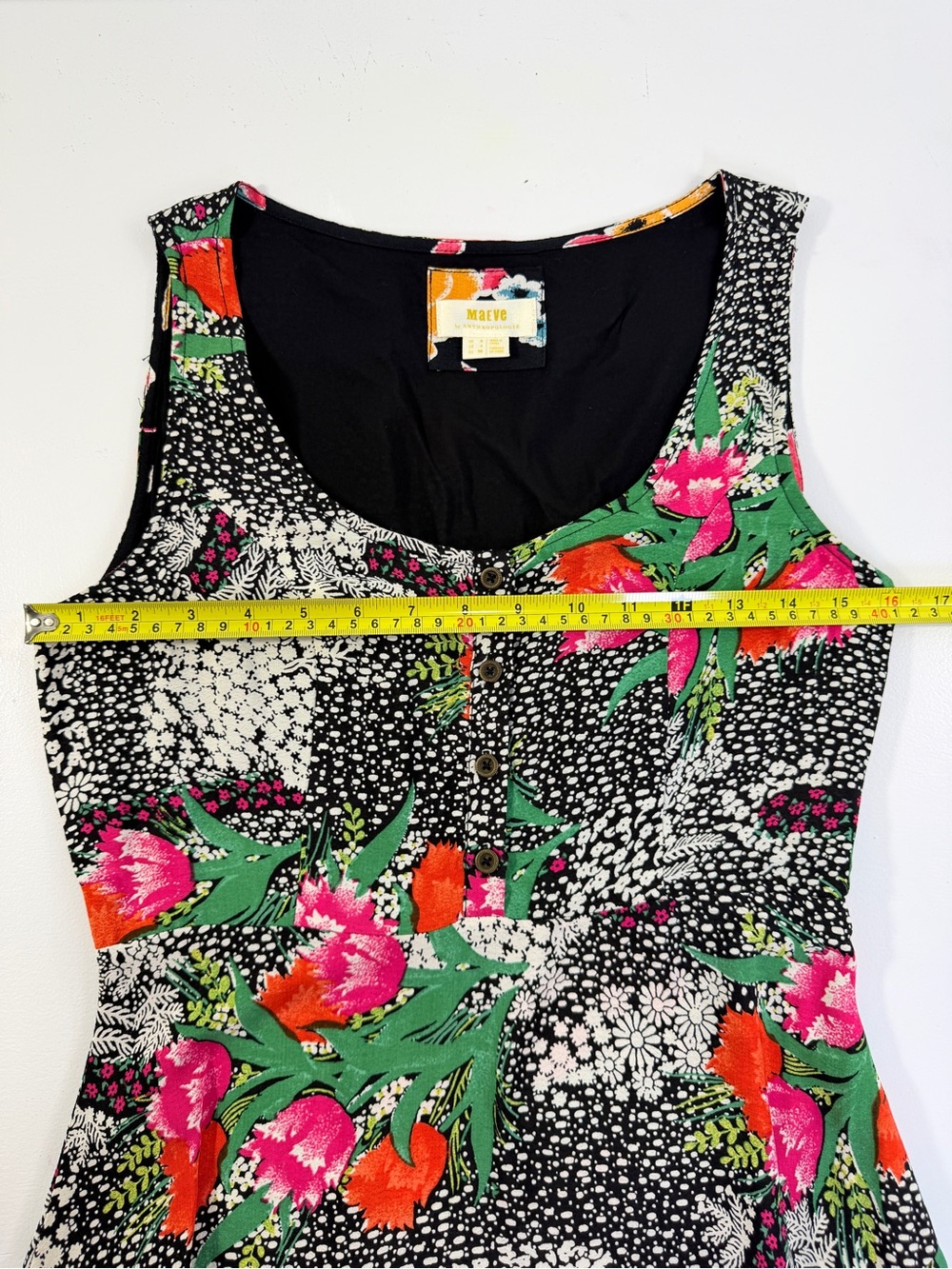 Maeve Anthropologie Black‎ Floral 100% Viscose Midi Sun Dress Sz 4 - Picture 8 of 14